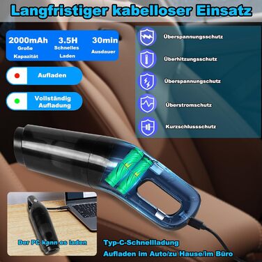 Акумуляторний ручний пилосос акумуляторний, безмішковий 15000Pa ручний пилосос акумуляторний безмішковий Переможець тесту вологого