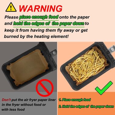 Папір для випічки аерофритюрниці, 150 шт. Папір для випічки у фритюрниці для AF300EU.AF400EU, аксесуари для фритюрниці Папір для фритюрниці для двозонної фритюрниці 20 см x 13,5 см x 4,5 см