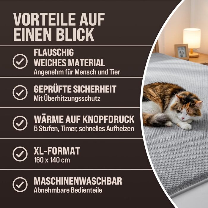 Ковдра/підковдра з підігрівом Monzana 160x140 см, таймер, кораловий фліс, 2x60 Вт, сірий, подвійна ковдра з підігрівом, захист від перегріву, можна прати, сірий колір, 160 x 140 см