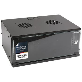 Мережева шафа HMF 65704-02, серверна шафа 19 дюймів 4U Глибина 400 мм скляні двері чорний 4U чорний