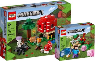 Набір Lego Minecraft - Грибний будинок 21179 Засідка Кріпера 21177, конструктор для дітей від 8 років