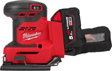 Акумуляторна ексцентрикова шліфувальна машина Milwaukee M18 BQSS-502B з універсальним кріпленням на липучці, 4933479967, 18В