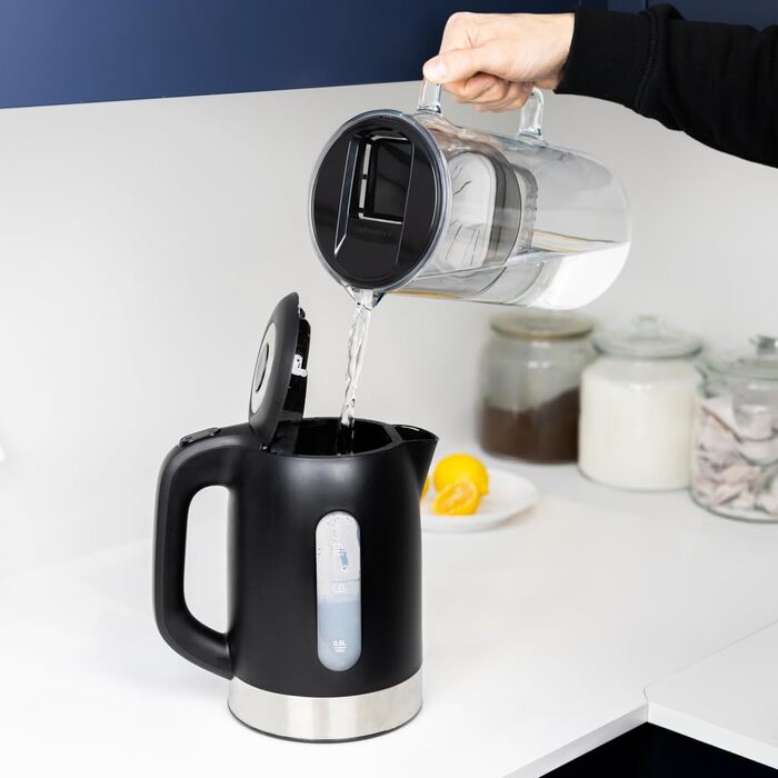 Скляний глечик для фільтра води Wessper 3л, заміна картриджів для Dafi Unimax Aquaphor A5 BRITA Maxtra PHILIPS AWP212/10, включаючи 1 картридж для фільтра для води, зменшує вапняний наліт і хлор, чорний