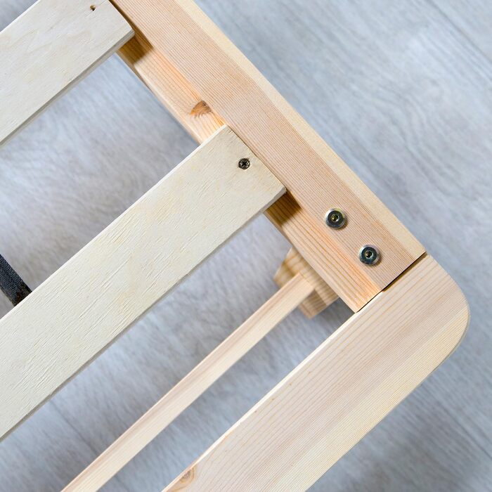 Ліжко з дерев&39яних піддонів Homestyle4u 140x200 з рейковою основою, каркас ліжка з натурального дерева, каркас ліжка, масив сосни, необроблений, 140 x 200 см, натуральний колір