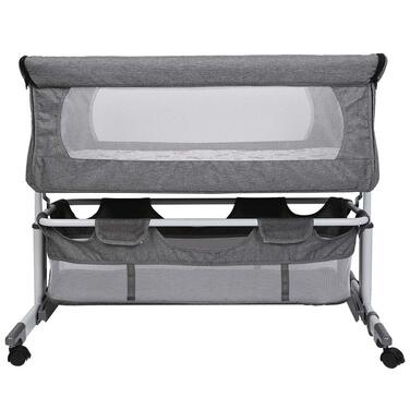 Портативне дитяче ліжечко 3-в-1 з дихаючою тканиною, регульованою колискою та кошиком для зберігання, 92 x 58 x 70-90 см - кремово-біле