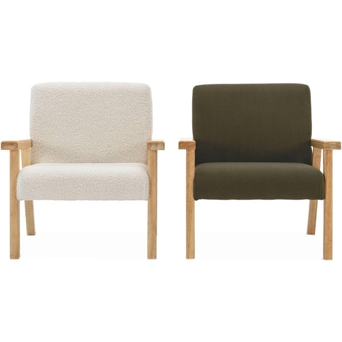 Дитяче крісло Sweeek з дерева та білої тканини букле з плюшевого миша, ISAK Д 47 x Г 43,5 x В 50 см