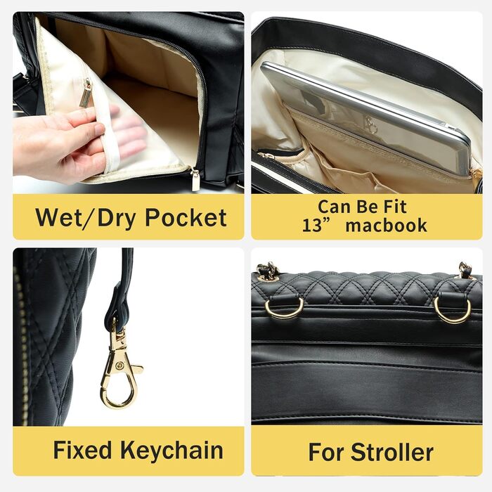 Сумка для пеленання дитини Рюкзак для пелюшок Шкіряні сумки для пелюшок з пеленальним килимком Стьобані дитячі сумки для мами і та