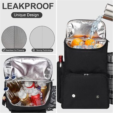 Рюкзак для пікніка на 4 особи з великою ізольованою сумкою-холодильником, набором кошика для пікніка з сумкою для вина, водонепроникною ковдрою для пікніка та набором столових приборів. Ідеально підходить для пляжу, вечірок, весільний подарунок для пар. 4