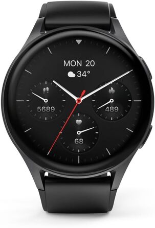 Розумний годинник Hama 8900 з GPS, водонепроникний IP68, функція телефону (сенсорний AMOLED-дисплей, голосове керування, спортивні режими, трекер сну, пульсометр, WhatsApp, годинник для бігу, пульсометр, фітнес-годинник) чорний