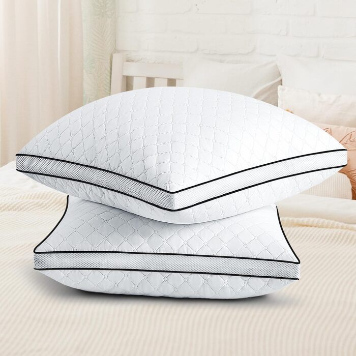 Подушки 80x80 см, комплект з 2 шт. , ортопедичні подушки для сну на боці з преміальним наповнювачем, дихаюча подушка для шиї, для сну, сидіння, ліжка, дивана, для алергіків, м&39які та підтримуючі, можна прати, чорно-білі, 80 x 80 см, 2 шт. и