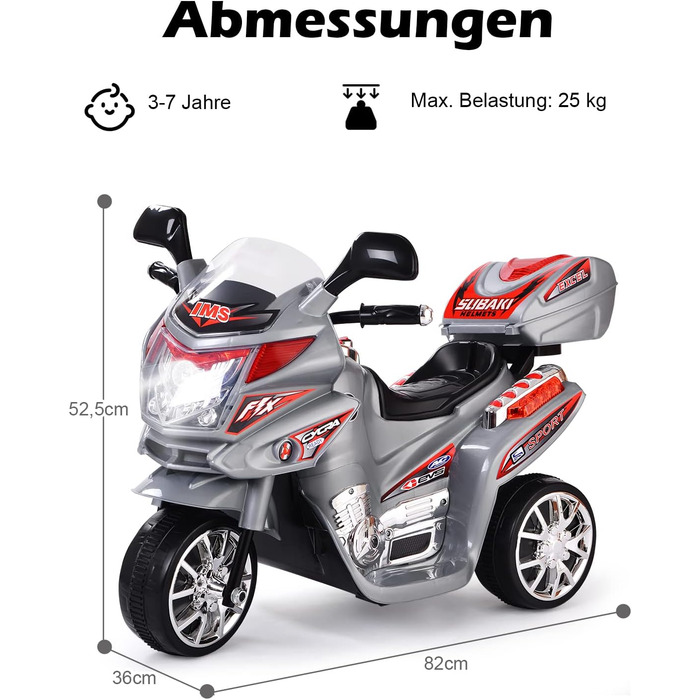 Дитячий електромотоцикл DREAMADE 6V, дитячий мотоцикл, дитячий транспортний засіб з музичним клаксоном і фарою, електромотоцикл дл