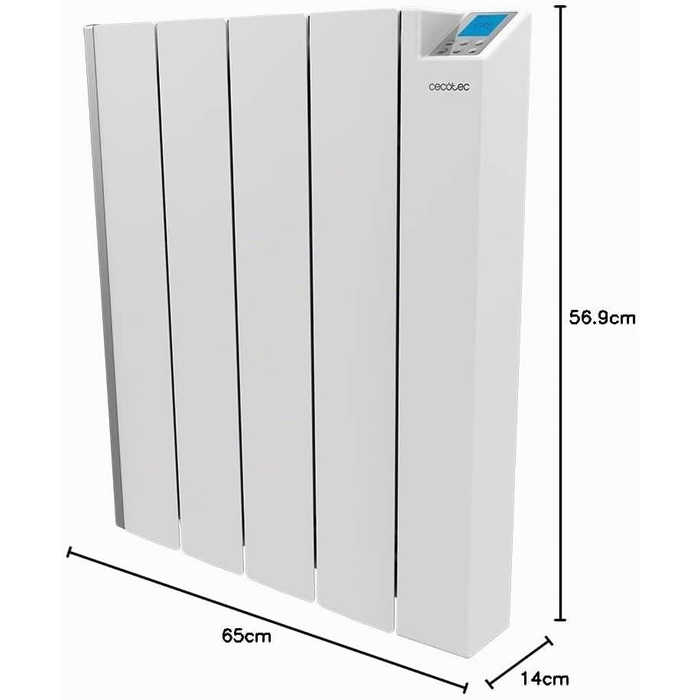 Керамічний панельний обігрівач Cecotec ReadyWarm 4000 Thermal Ceramic Connected з Wi-Fi, 1000 Вт, 4 модулі з литого алюмінію та кераміки, таймер, захист IPX4, 4 режими роботи, для приміщень до 12 м