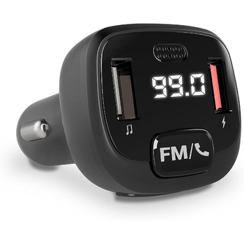 Автомобільний FM-передавач для автомобіля (Bluetooth, microSD, USB, MP3, голосовий асистент, гучний зв'язок), чорний