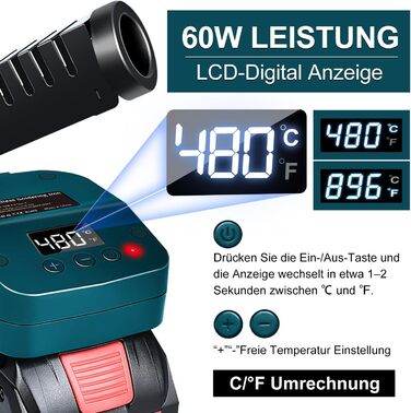 Акумуляторний паяльник для батареї Bosch 18V, швидке нагрівання, електрична цифрова LCD паяльна станція з USB і зарядними портами