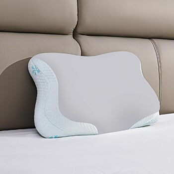 Подушка з піни з ефектом пам&39яті - подушка для шиї 2-в-1, подушка для сну на боці, комфортна подушка з віскозної піни для сну на боці, спині та животі, сіра 65x39x12 см