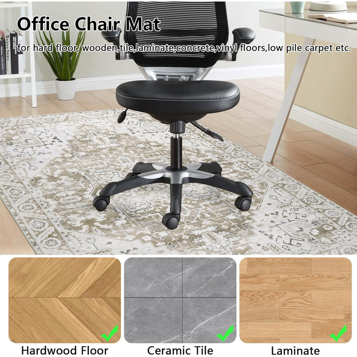 Захисний килимок для офісних стільців Famibay, 120x150 см, бежевий/коричневий, стиль бохо, нековзний килимок для паркету та твердих підлог, плитка, висока щільність, миється, стійкий до подряпин, коричневий, 120 x 150 см