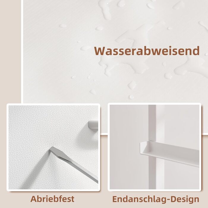 Комод Somdot, комод для спальні, вітальні, коридору, комод, шафа для зберігання, тканинний комод, 4 тканинні шухляди, білий, 30Г x 42Ш x 93В см, біла шкіра 30Г x 42Ш x 93В см (4 шухляди)