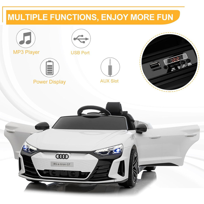 Дитячий електромобіль LEADZM з музикою, клаксоном і фарами, дитячий електромобіль на 12 В з пультом дистанційного керування 2.4G,