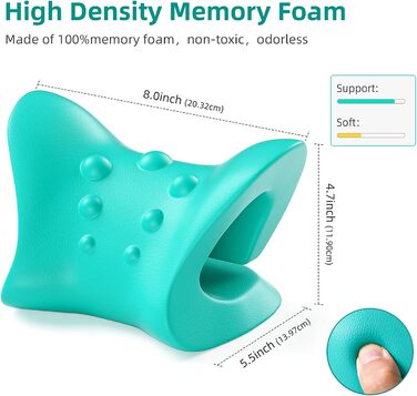 Релаксатор для шиї та плечей Koikey, Тяга для шиї, Тракційна подушка, Подушка для мануальної терапії для полегшення болю та вирівнювання шийного відділу хребта, Розтяжка шиї (зелений)