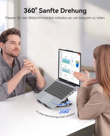 Основа для ноутбука ORICO NS1 срібляста регульована висота, алюмінієвий корпус, охолодження та поворотна база 360, ергономічний складаний стенд для ноутбуків 10-17 дюймів