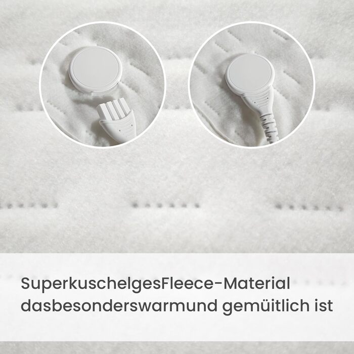 Підогріта підковдра CELESTA 150x80 см, нагрівальна ковдра з 3 температурними режимами, світлодіодним контролером та захистом від перегріву, можна прати в пральній машині та дихаюча, біла стандартна біла 150 x 80 см