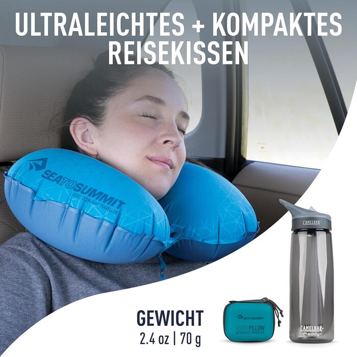 Поперекова опорна подушка Aeros преміум-класу - Надувна опорна подушка - Полегшення для попереку - Тканина 50D поліестеру - Компактна дорожня сумка - Робота, подорожі та поїздки на машині - Аквамариновий - 70 г