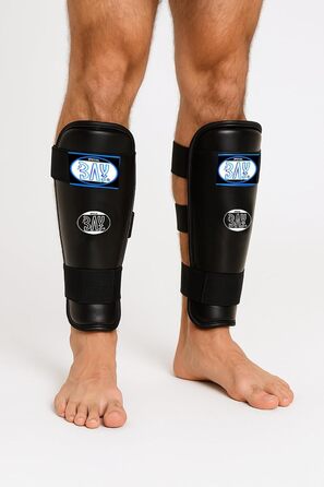 Щитки для гомілок BAY Comfort Full Contact, чорні, шкіра штучна, безпека, бойові мистецтва, кікбоксинг, муай-тай, карате, тхеквондо, XXS - XXL, діти, підлітки, дорослі, чоловіки, жінки