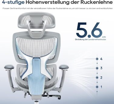 Ергономічне офісне крісло преміум-класу COLAMY з висувною підставкою для ніг регульований