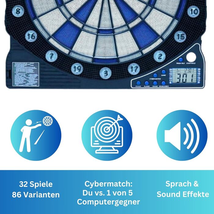 Найкращий спортивний електронний дартс Cambridge зі світлодіодним підсвічуванням цифр, автомат для дартсу з 6 дротиками, мішень для дартсу з блоком живлення, різнокольоровий, M, 2307449 Одинарний