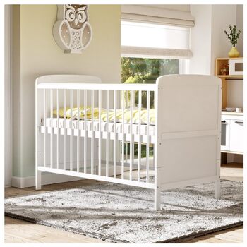 Дитяче ліжечко 70x140 см біле дитяче ліжко, що трансформується в дитяче ліжко &quotНаталі&quot, масив сосни, з прорізувачами