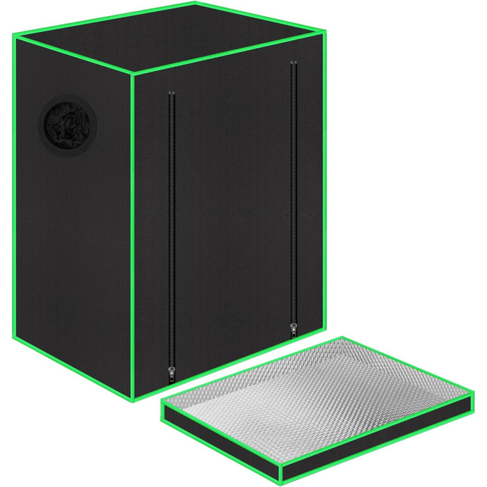 Гроубокс 55x40x65 см з оглядовим вікном, піддоном, вентиляційним отвором та виходом для кабелів (Чорний, Поліестер)