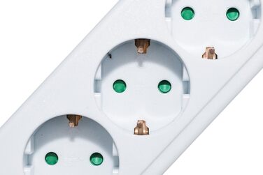 Контактний подовжувач Meister - кабель 2 м - білий - пластиковий кабель - IP20 для приміщень - окремий педальний вимикач / подовжувач живлення / кілька розеток / настільна розетка / Tido 6-контактний / 7430050, 6-