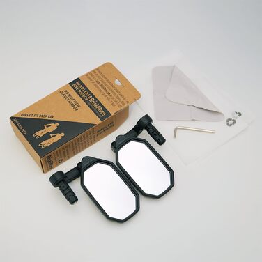 Велосипедні дзеркала BriskMore на торці керма, опукла скляна лінза високої чіткості для керма електровелосипеда, стійка до подряпин, безпечний задній вид, 1 пара велосипедних дзеркал BT-022 (праве та ліве) A срібна лінза 1 пара