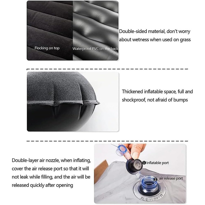 Автомобільний матрац для Ford Kuga (2015-2020), надувний матрац для позашляховика, надувний матрац для кемпінгу, аксесуар для активного відпочинку на природі в подорожах, B/Чорний звичайний B/Чорний