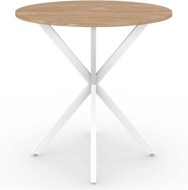 Круглий обідній стіл ALIX для 2-4 осіб на ніжках-павуках, дерево та білий колір, 80 см