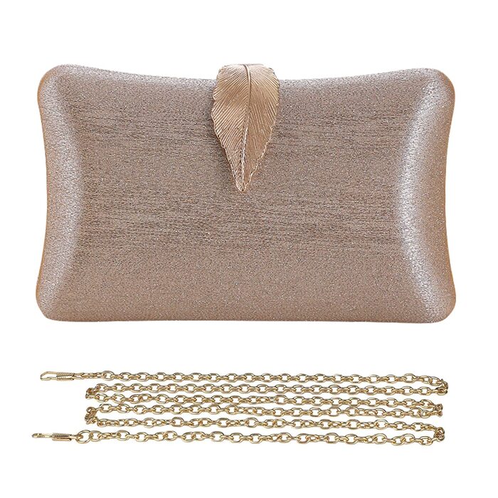 Клатч жіночий вечірній, сумочка з блискітками, ланцюжок, золотистий колір. Сумка на плече та через плече з застібкою-листом для коктейльної вечірки, балу, танців.