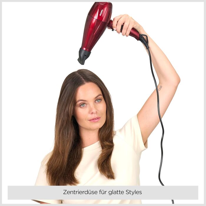 Професійний цифровий фен BaByliss Pro з дифузором 2200 Вт, ультрашвидка сушка, іонна технологія, Made in Italy, 3 температурні режими, 4 налаштування потоку повітря та кнопка Turbo, червоний, 6001DE NEW