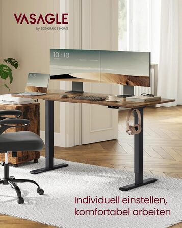 Електричний стіл VASAGLE з регульованою висотою, каркас столу, підставка для столу, без стільниці, з 2 гачками, функція пам&39яті з 3 висотами, сталь, чорний колір LSD021B01V2 1 чорний колір