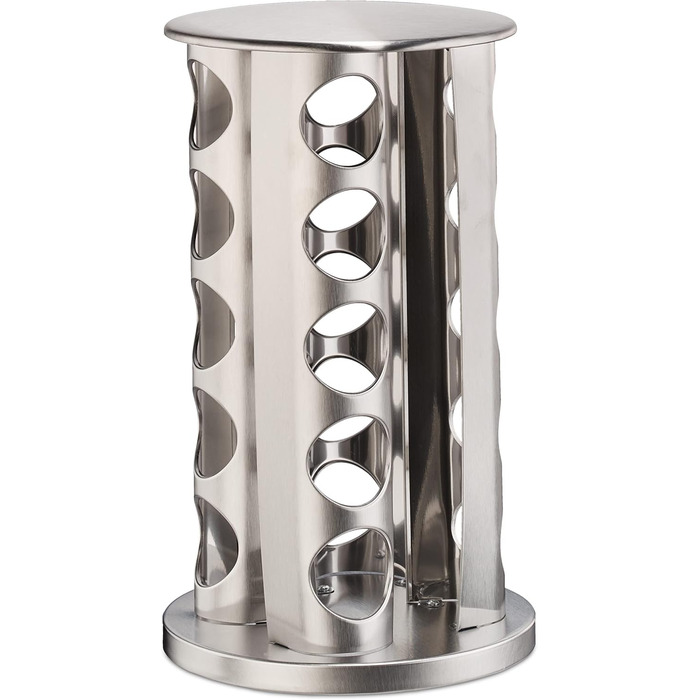 Карусель для спецій Relaxdays з 20 баночками для спецій, 40 етикетками, поворотними на 360, багаторазовими шейкерами для спецій з нержавіючої сталі, сріблястим кольором