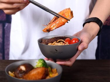 Титанова чаша для рисового супу, посуд 250 мл, легкий двостінний круглий посуд для подорожей, походів, дому Ti1093T 250 мл - Ti1093t