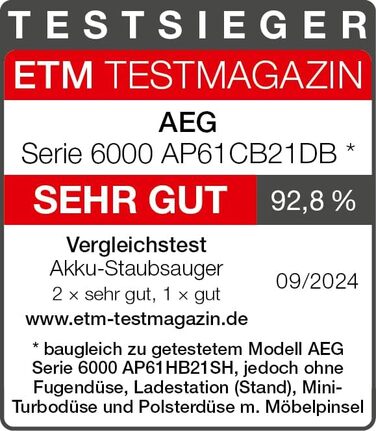 Акумуляторний бездротовий пилосос AEG 6000, переможець тестів ETM, темно-синій, AP61CB21DB