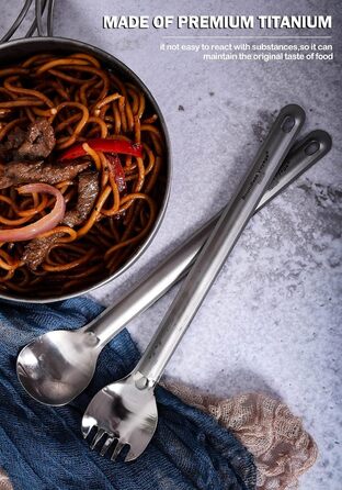 Титанова ложка з довгою ручкою Виделка Свинина Кемпінговий суп Рис Закуски Столові прибори з полірованою чашею Ультралегкі аксесуа