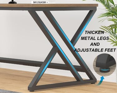 Довгий письмовий стіл HSH для 2 осіб, великий комп&39ютерний стіл, дизайн в індустріальному стилі, офісний стіл, стіл для ПК, ідеально підходить для домашнього офісу, офісу та спальні, міцний стіл у сільському стилі, 180 см, розміри в сільському стилі 180