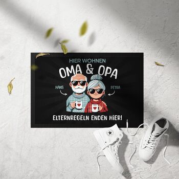 Килимок для бабусі та дідуся Персоналізований килимок для бабусі та дідуся, кумедний подарунок на день народження Бабуся та дідусь живуть тут, 60x40 см