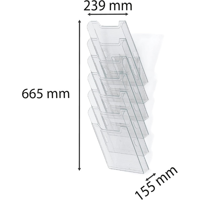 Настінний тримач для брошури Exacompta 64758D 6 відділень (DIN A4 High) ука, кришталево чистий DIN A4 High 6 відділень кришталевий