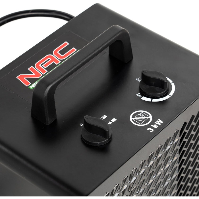 Електричний керамічний вентилятор-обігрівач NAC 3000 Вт - радіаційний обігрівач з термостатом, електричний обігрівач - обігрівач з 3 режимами нагріву, електричний обігрівач для гаража, майстерні, будівельного майданчика - будівельний обігрівач/осушувач по