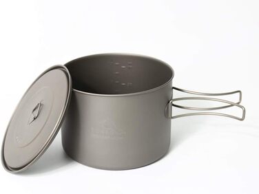 Посуд для кемпінгу TOAKS з чистого титану для використання на свіжому повітрі - Можна використовувати як чашки, миски та каструлі (1600 мл)