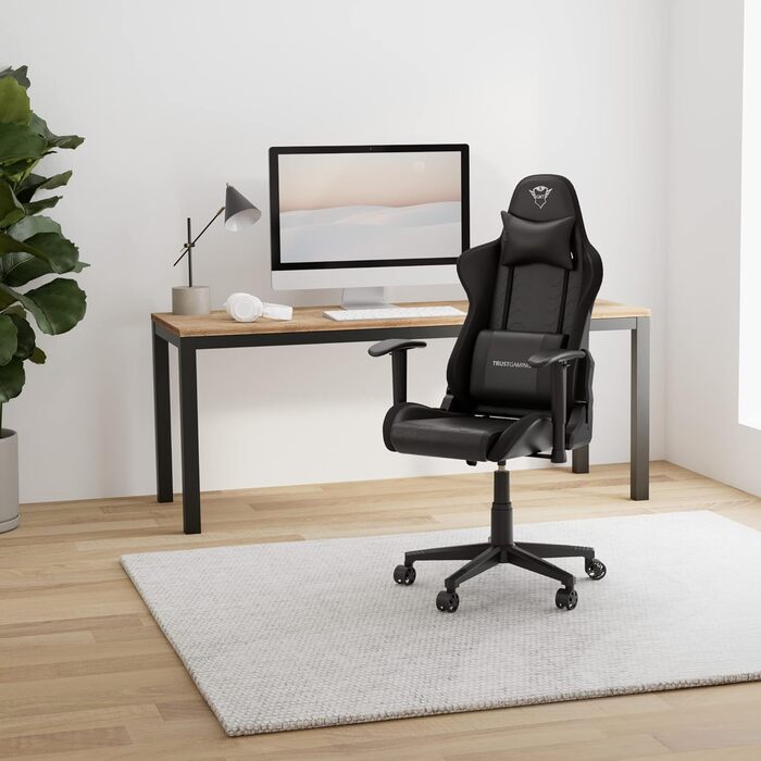 Ігрове крісло Trust Gaming GXT 716 Rizza з RGB-світлодіодним підсвічуванням, 350 кольорами та ефектами, регульованими по висоті підлокітниками, поворотним, ергономічним офісним кріслом, геймерським кріслом - чорного кольору