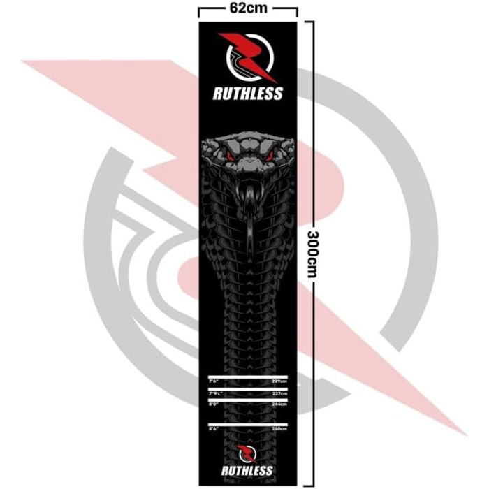 Килимок для дротиків Ruthless Міцний, нековзний та довговічний килимок для дротиків на підлогу, чорний Cobra