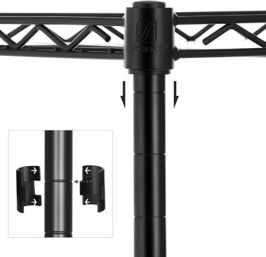 Стійка для спецій з 3 рівнями, Кухонний органайзер, Металева, з ПП панелями, Регульований рівень полиць, 15 x 40 x 39,5 см, Чорний LGR025B01